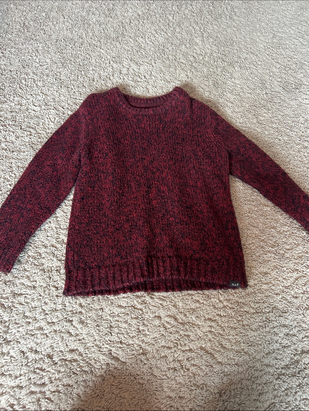 Abercrombie & Fitch Burgundy Marled Crewneck Sweater